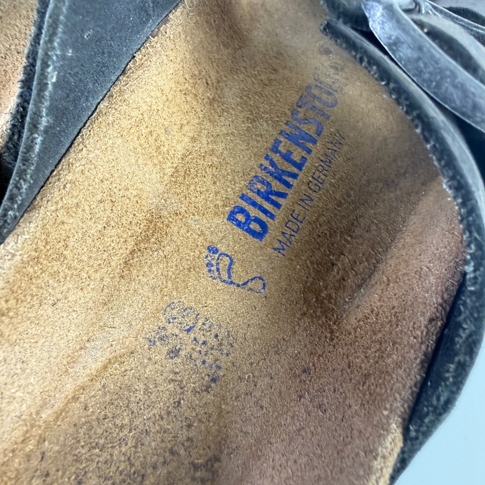 Birkenstock Arizona Sandals Womens 38 Iron Gray Oiled Leather Soft Footbed 11202 - Picture 6 of 12